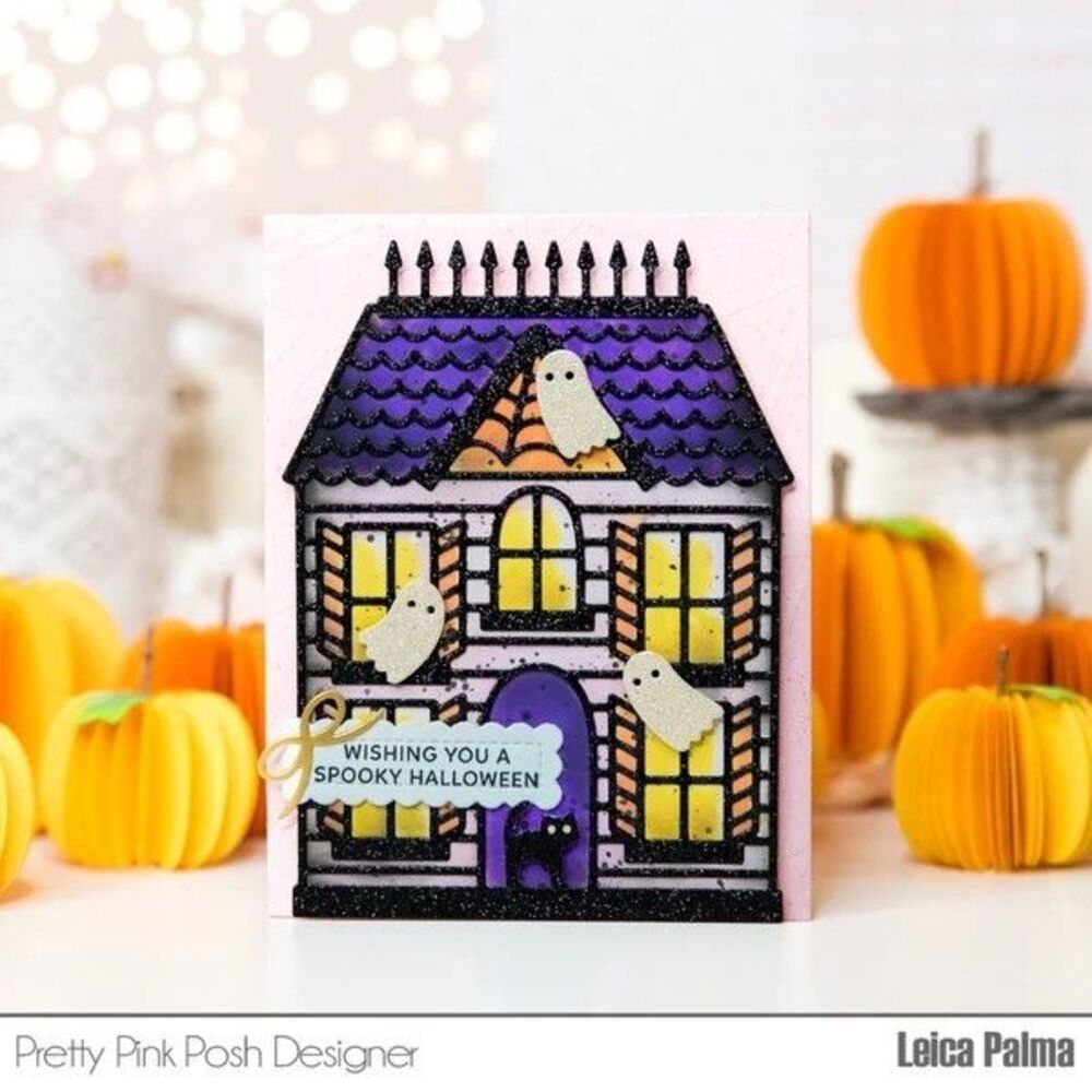 Pretty Pink Posh Halloween house die set fall spooky